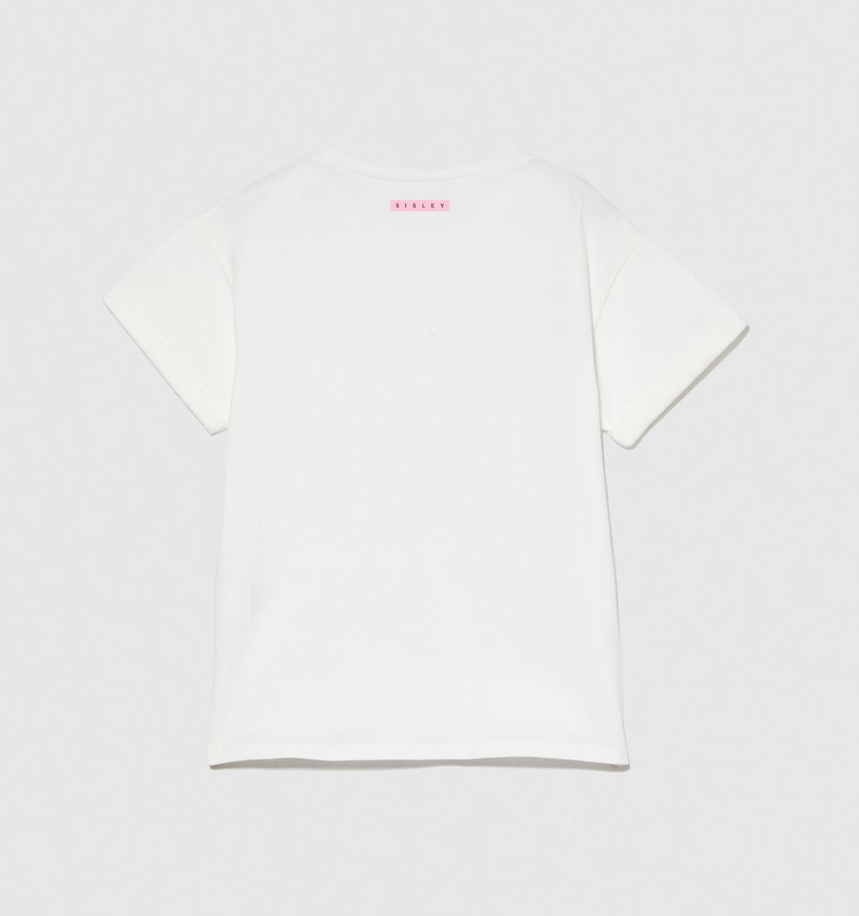 T-shirt with flip-up sequins - girls' short sleeve t-shirts - White | Sisley Young image number 2